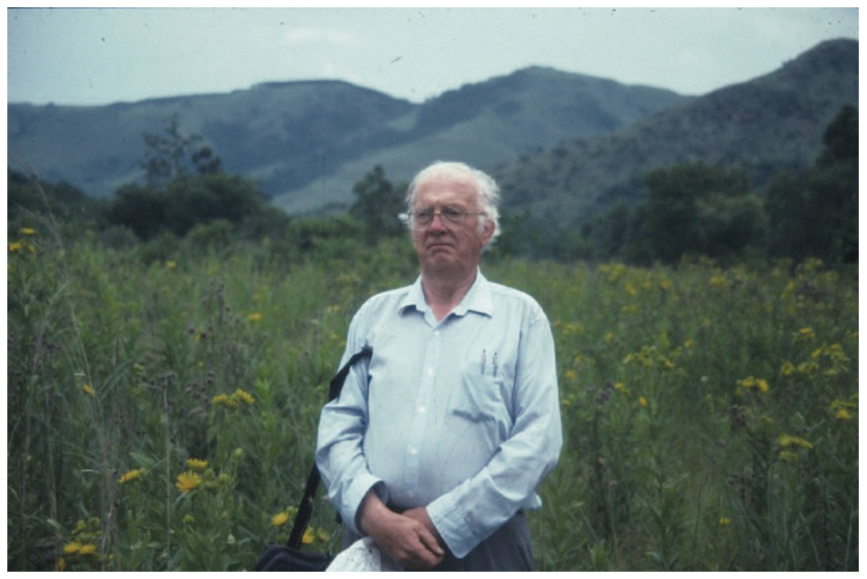 FIG. 11. Professor Robert Brooks, standing in a field of the high biomass hyperaccumulator Berkheya coddii (Roessler), Rustenberg, South Africa, 1997.